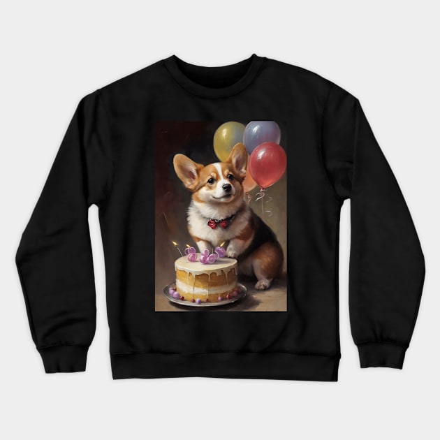 Welsh Corgi Dog Birthday Card Crewneck Sweatshirt by candiscamera